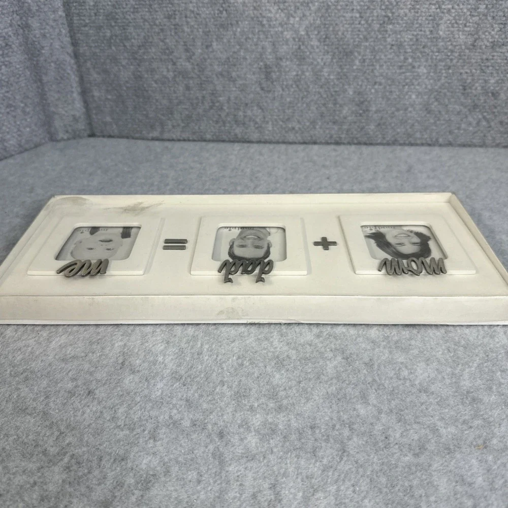 Mudpie Mom + Dad = Me Triple White Photo Frame 13